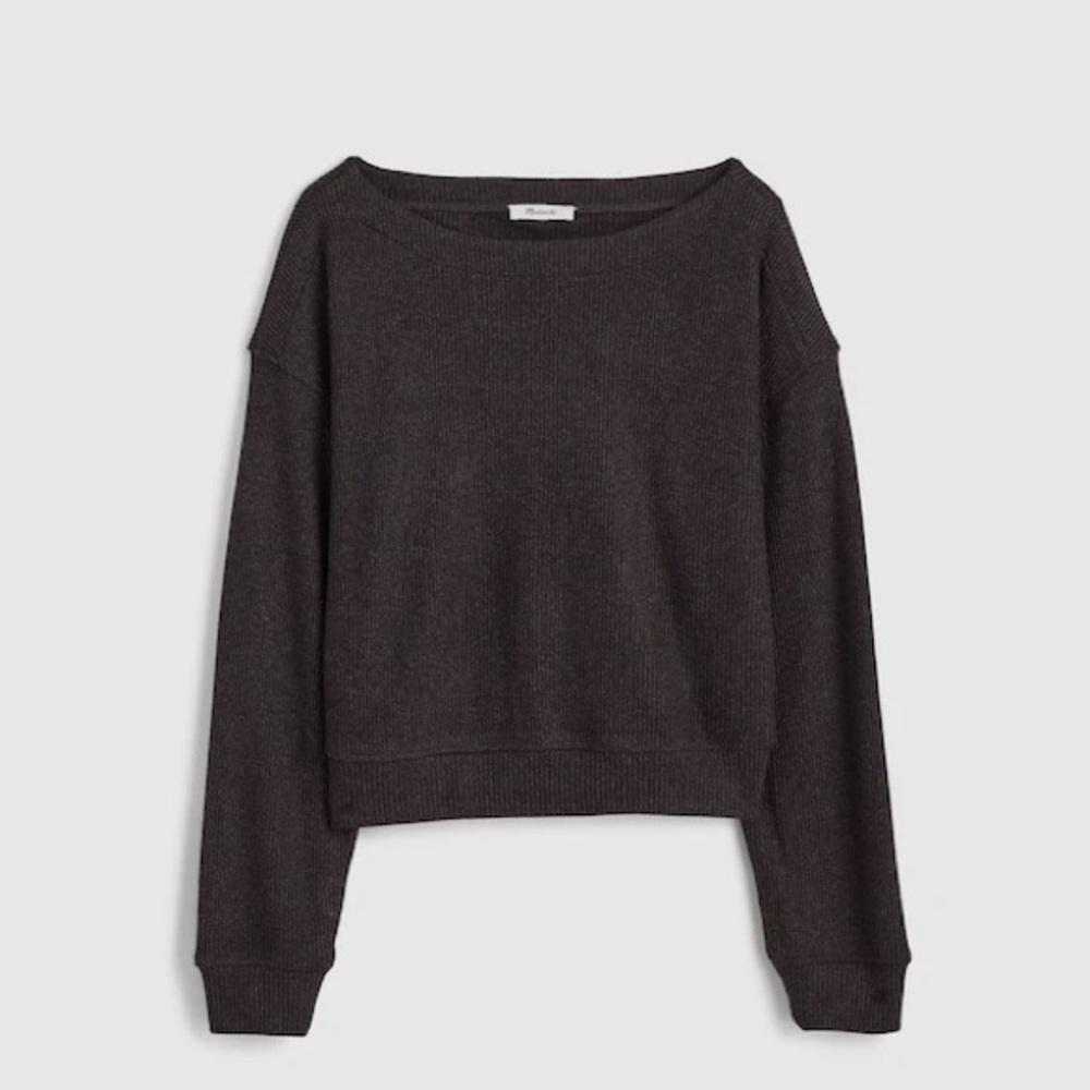 Madewell Charcoal boatneck drop shoulder top